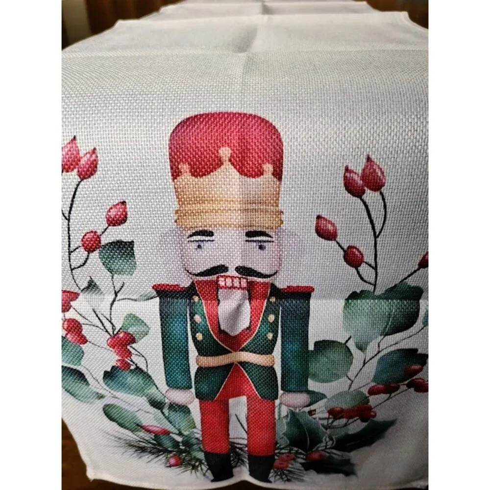 Christmas Table Runner Holiday Nutcracker Decor Cottage Xmas Decoration Cloth